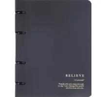 Тетрадь общая, BS, А5, 120л., клетка, кольца, Believe, черный N4761