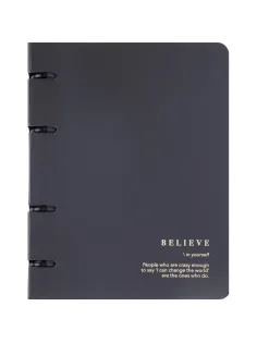 Тетрадь общая, BS, А5, 120л., клетка, кольца, Believe, черный N4761