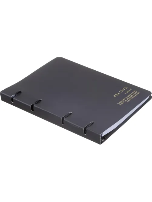 Тетрадь общая, BS, А5, 120л., клетка, кольца, Believe, черный N4761
