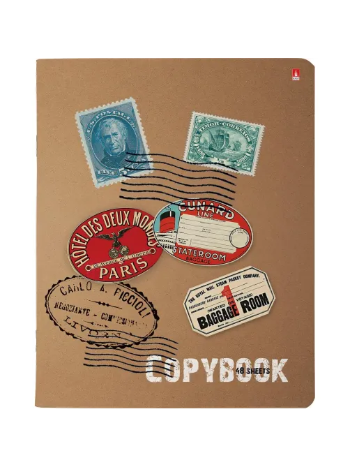 Тетрадь общая А5 ,48л, клетка,скрепка, МАРКИ МИРА, 5 шт в уп,7-48-619/5