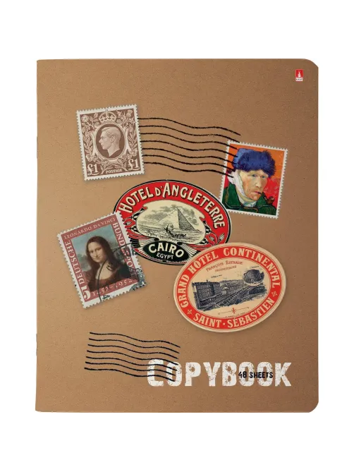 Тетрадь общая А5 ,48л, клетка,скрепка, МАРКИ МИРА, 5 шт в уп,7-48-619/5