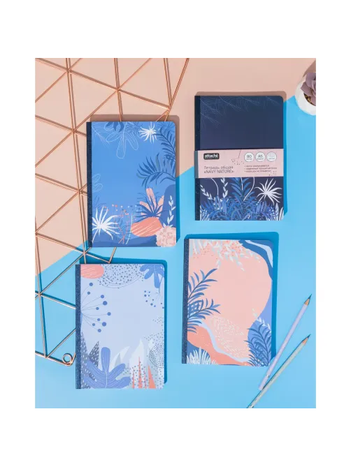 Тетрадь общая  Attache Selection Navy nature Персиковый А5 80л клетка, ШКС