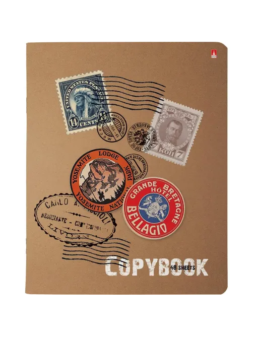 Тетрадь общая А5 ,48л, клетка,скрепка, МАРКИ МИРА, 5 шт в уп,7-48-619/5