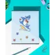 Тетрадь общая А5 48л Shark,клет,скреп, ВД-лак