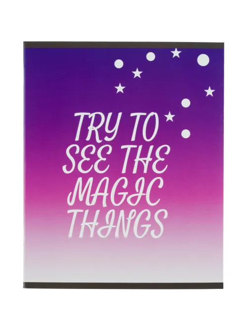 Тетрадь общая А5 48л Magic stars фиол.,клет,скреп, ВД-лак