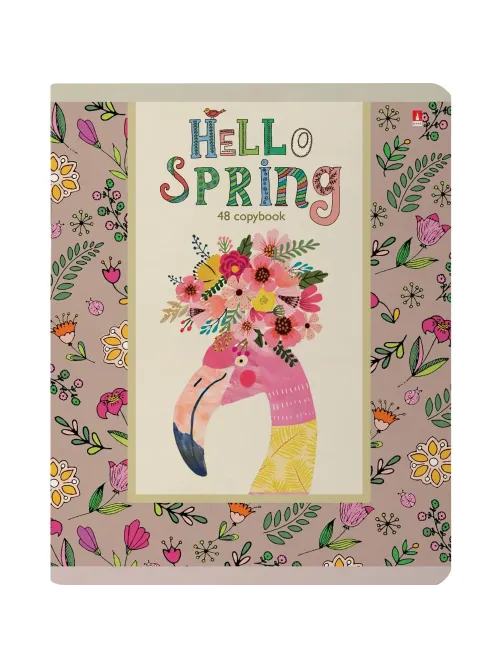 Тетрадь общая А5 ,48л, клетка,скрепка, HELLO SPRING, 5 шт в уп,7-48-448/5