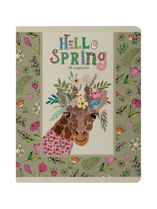 Тетрадь общая А5 ,48л, клетка,скрепка, HELLO SPRING, 5 шт в уп,7-48-448/5