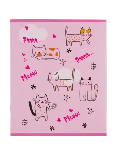 Тетрадь общая А5 48л №1School Friendly cats,клет,скреп, ВД-лак