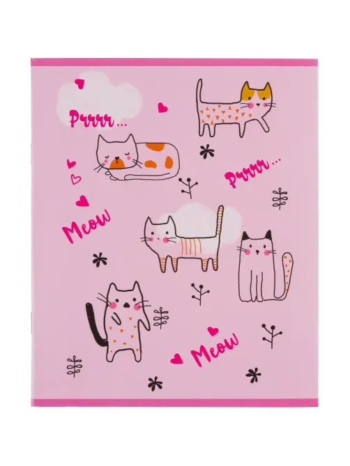 Тетрадь общая А5 48л №1School Friendly cats,клет,скреп, ВД-лак