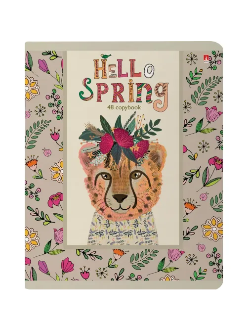 Тетрадь общая А5 ,48л, клетка,скрепка, HELLO SPRING, 5 шт в уп,7-48-448/5