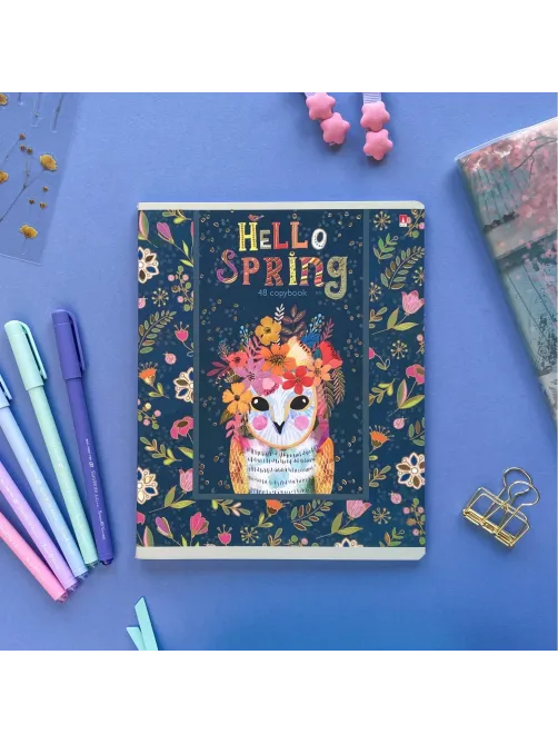 Тетрадь общая А5 ,48л, клетка,скрепка, HELLO SPRING, 5 шт в уп,7-48-448/5