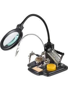 Держатель 'Третья рука' ПРОФИ с лупой х3, LED подсветка REXANT (12-0258)