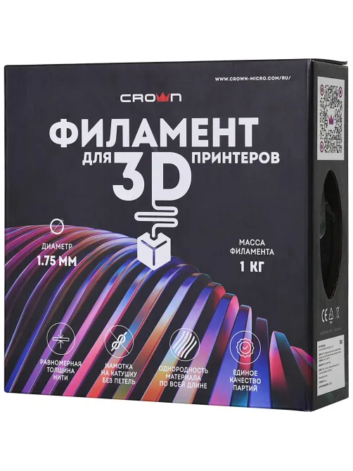 Пластик филамент Crown Micro CM-FILABS019W ABS 1.75 1кг белый