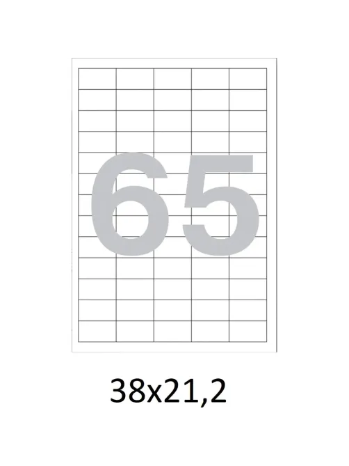 Этикетки самоклеящиеся кауч.к 38х21,2 65шт/л А4(100л/уп)