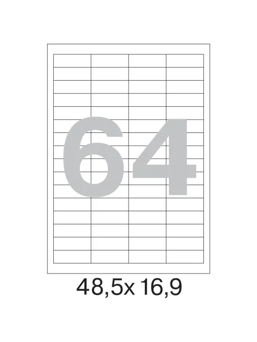 Этикетки самоклеящиеся 48,5х16,9 мм/64 шт. на листеА4 (100 ли