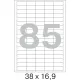 Этикетки самоклеящиеся 38х16,9 мм/85 шт. на листе А4 (100л