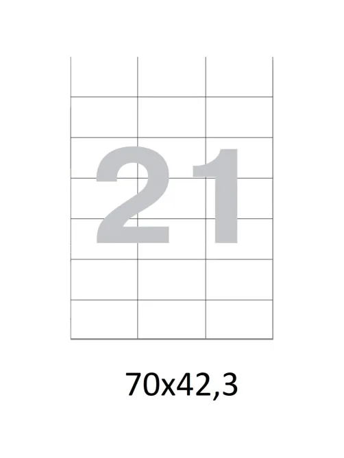 Этикетки самоклеящиеся кауч.к.70х42,3 21шт/л А4 (100л/уп)