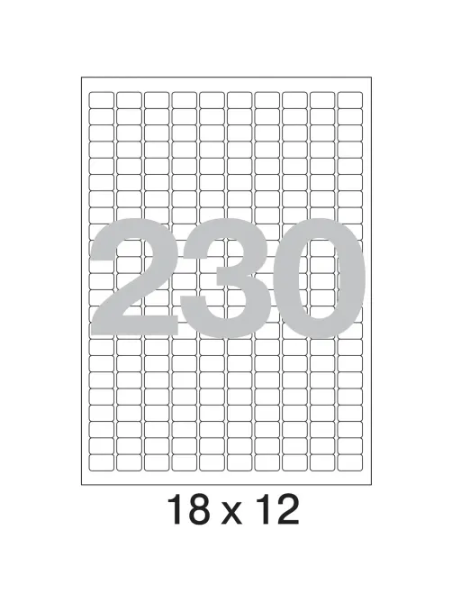Этикетки самоклеящиеся 18х12 мм/230шт. на листе А4 (25л