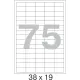 Этикетки самоклеящиеся 38х19 мм/75 шт. на листе А4 (100л