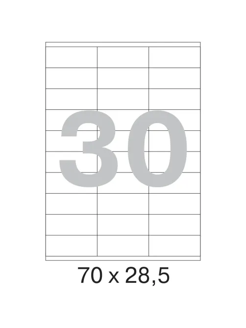 Этикетки самоклеящиеся  70х28,5 мм / 30 шт. на листе А4 (100л