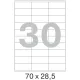 Этикетки самоклеящиеся  70х28,5 мм / 30 шт. на листе А4 (100л