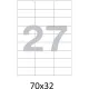Этикетки самоклеящиеся  70x32 мм, 27   шт. на лист.А4 100 л