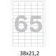 Этикетки самоклеящиеся  38х21,2 мм/65 шт. на листе А4 (100л./уп)