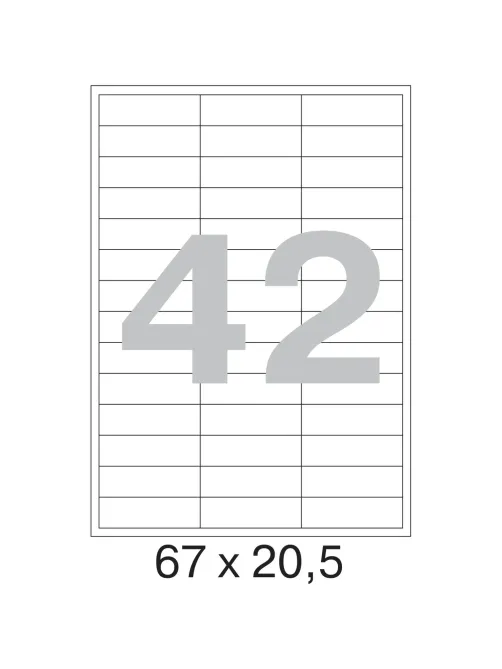 Этикетки самоклеящиеся  67х20,5 мм / 42 шт. на листе А4 (100л