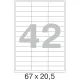 Этикетки самоклеящиеся  67х20,5 мм / 42 шт. на листе А4 (100л