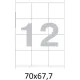 Этикетки самоклеящиеся  70х67,7 мм, 12   шт. на лист.А4 100л