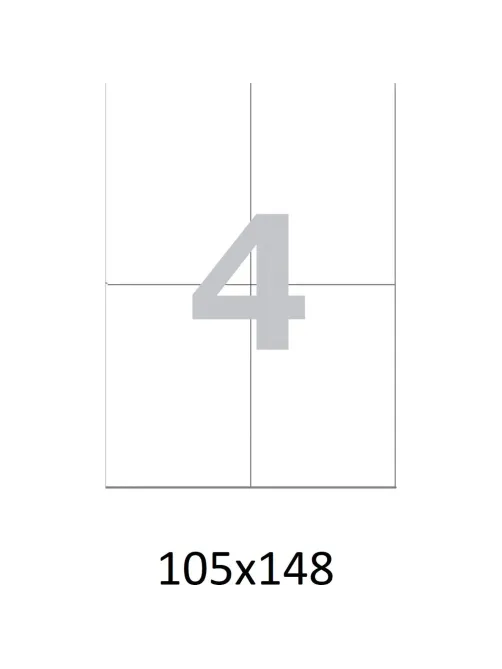 Этикетки самоклеящиеся кауч.к.105х148 4шт/л А4(100л/уп)