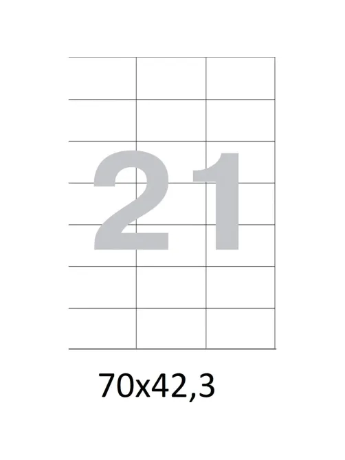 Этикетки самоклеящиеся  70х42.3 мм./21 шт. на лист. А4 (100л./уп)