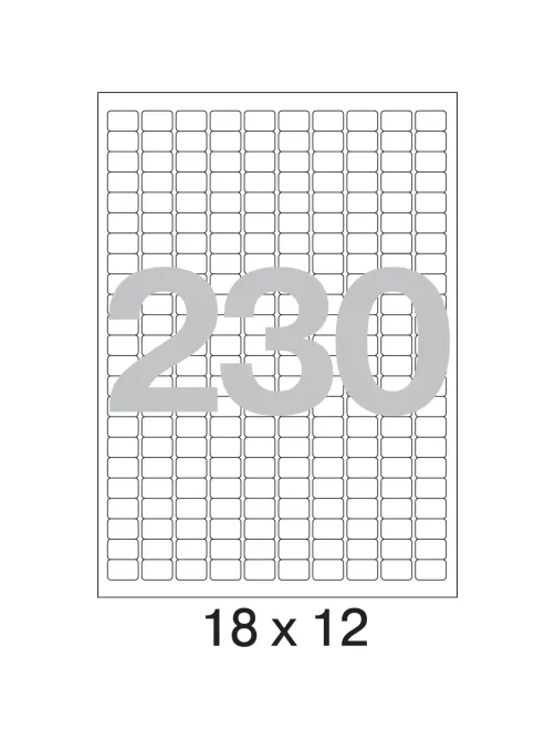 Этикетки самоклеящиеся  18х12 мм/230шт. на листе А4 50листов
