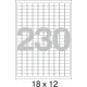 Этикетки самоклеящиеся  18х12 мм/230шт. на листе А4 50листов