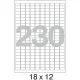 Этикетки самоклеящиеся  18х12 мм/230шт. на листе А4 (100 л