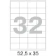 Этикетки самоклеящиеся 52,5х35 мм/32 шт. на листе А4 (25л