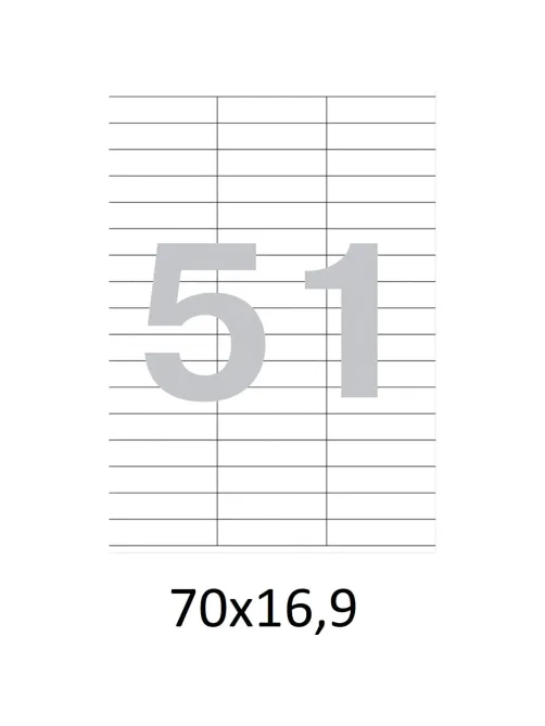 Этикетки самоклеящиеся   70х16,9 мм / 51 шт на лист А4 100листов