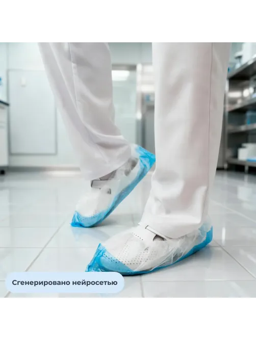Бахилы 7,3 г, 2рез, 2-ая под, бело-синий, 20+20 мкм, Комус, 25пар/уп