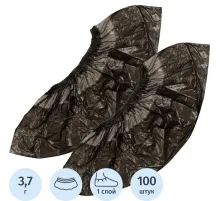 Бахилы н/с, п/э с 2й рез. 3,7г, ПНД-15/2р-Ч, черные, 50пар/уп