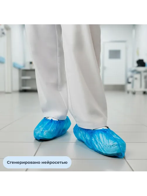 Бахилы 6,5 г, 2рез, синий, 25 мкм, Комус, 50пар/уп