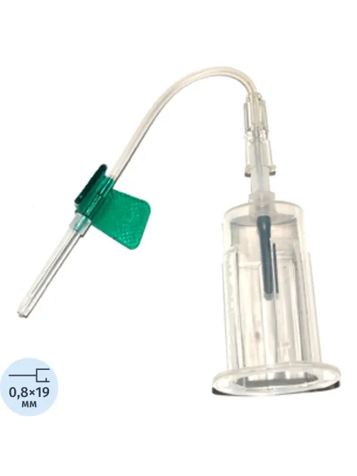 Игла-бабочка 21G 19см зел. с луер-адапт. и держ. VACUETTE 450371 24шт/уп