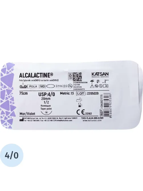 Шовный материал ALCALACTINE 4/0  20  1/2 TAPER POINT кол. 75 см уп/12 шт