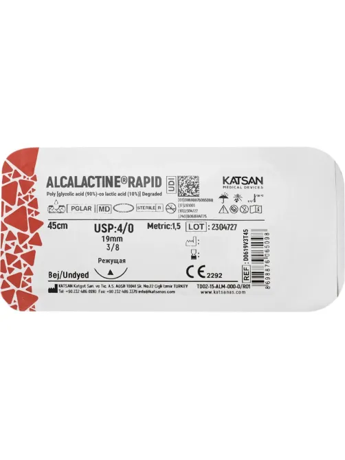 Шовный материал ALCALACTINE RAPID 4/0 19 3/8  CUTTING EDGE реж. 45 уп/24 шт