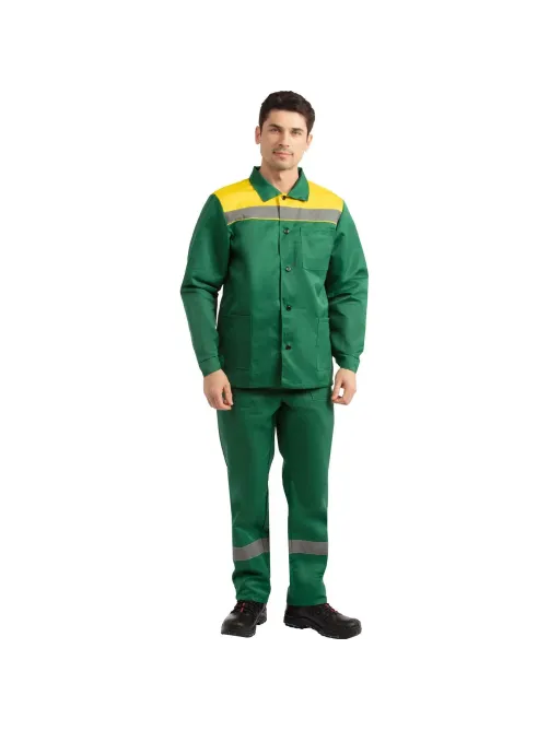 Костюм лет муж (куртка, бр) л16 с СОП зел/желт 88-92/182-188