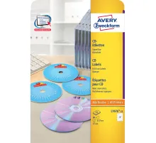 Этикетки самоклеящиеся для CD/DVD, д/17, 50 шт, Avery Zweckform, L7676-25