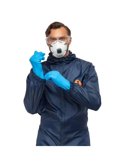 Комбинезон многоразовый защитный с капюшоном JetaSafety JPC75b синий р.М