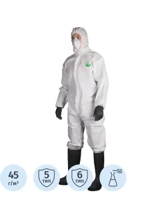 Комбинезон одноразовый защитный с капюшоном SafeGard76 белый р-р XL (ES428)