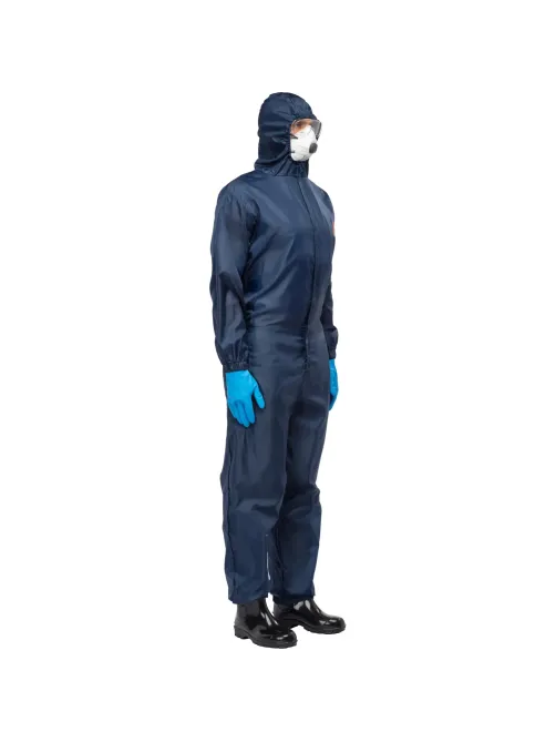 Комбинезон многоразовый защитный с капюшоном JetaSafety JPC75b синий р.М