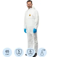 Комбинезон одноразовый защитн(65г/м2)с кап.JetaSafety JPC60 Elementбел рXXL