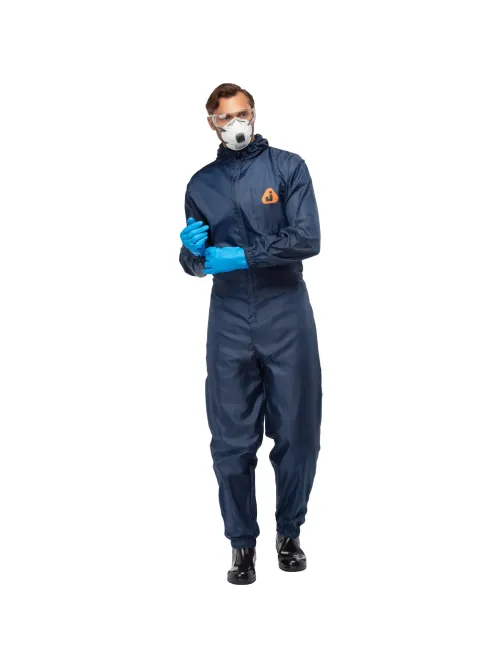 Комбинезон многоразовый защитный с капюшоном JetaSafety JPC75b синий р.М